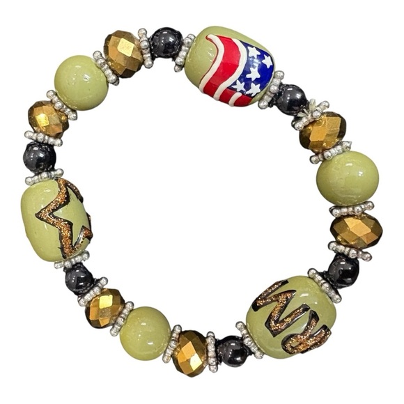 Alex and Ani Sterling Silver Army Bracelet & Stretch Beaded Army Bracelet EUC - Picture 9 of 11